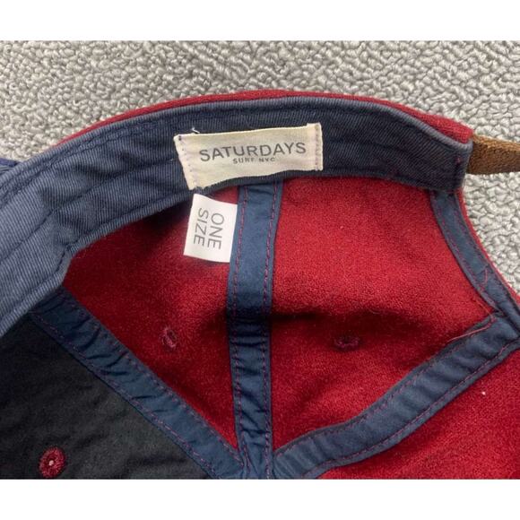 Saturdays Surf NYC Baseball Hat Cap Men One Size Adjustable Red Blue Two Tone - Picture 2 of 6